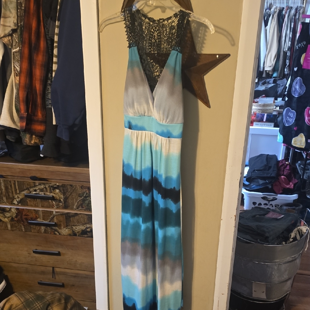 Ruby Rox Black and Blue Lace Dress